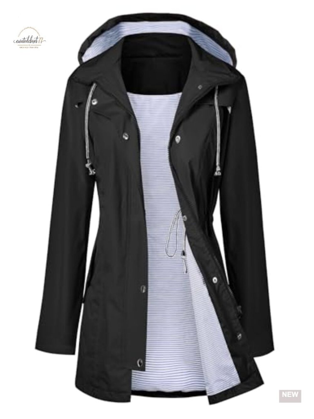 LOMON Women's Waterproof Long Hooded Trench Raincoat Lined Windbreaker